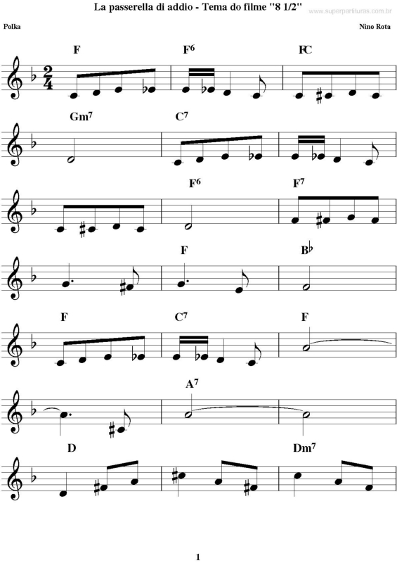 Partitura da música La Passarella Di Addio (8 1/2)