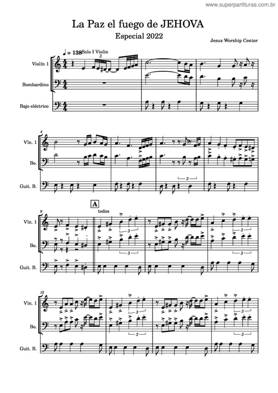 Partitura da música La Paz El Fuego De Jehova