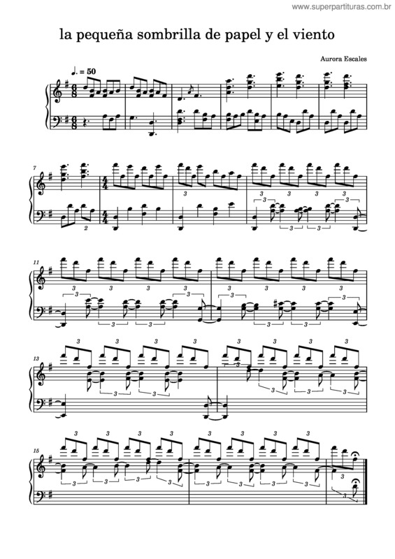 Partitura da música La Pequeña Sombrilla De Papel Y El Viento