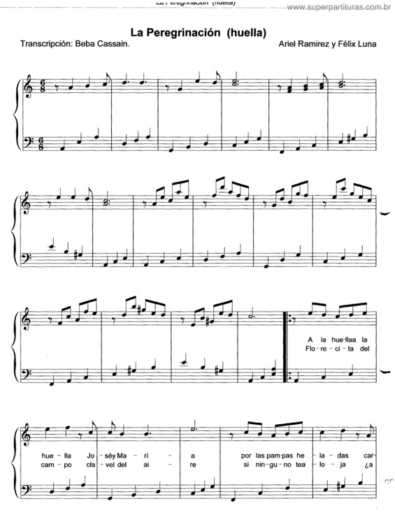 Partitura da música La Peregrinación