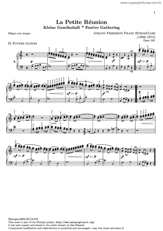 Partitura da música La Petite Réunion