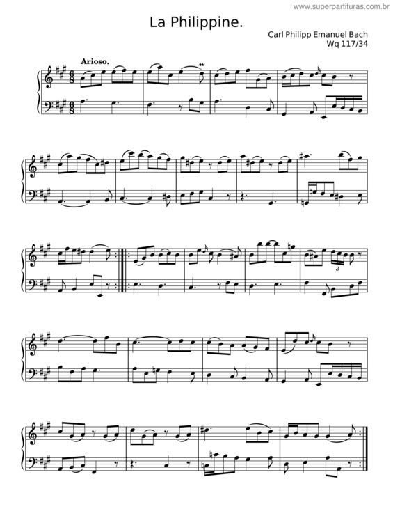 Partitura da música La Philippine, H.96 – Carl Philipp Emanuel Bach