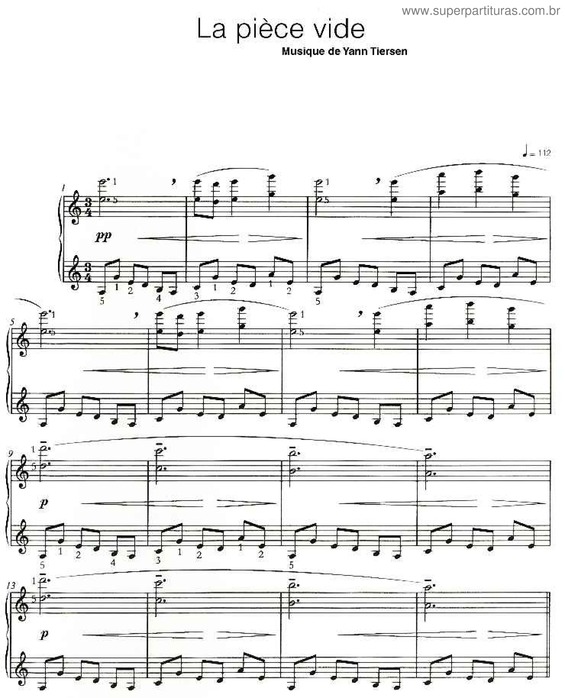 Partitura da música La Piece Vide v.2