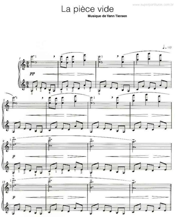 Partitura da música La Pièce Vide