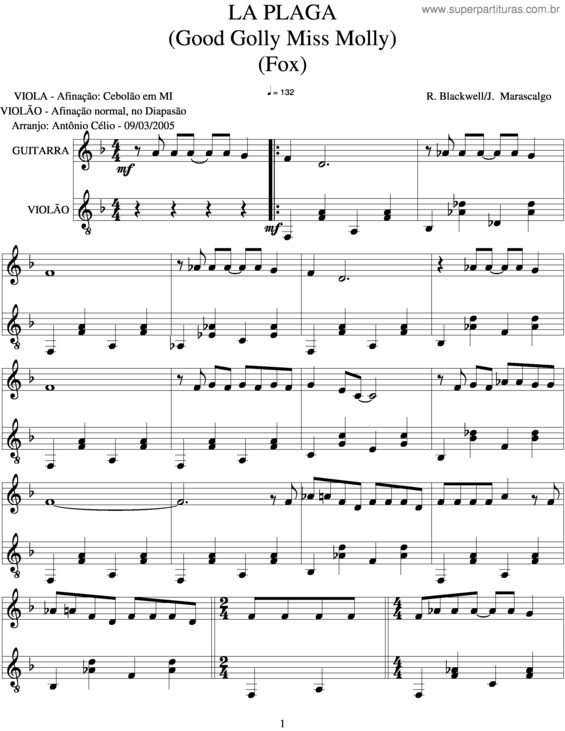 Partitura da música La Plaga