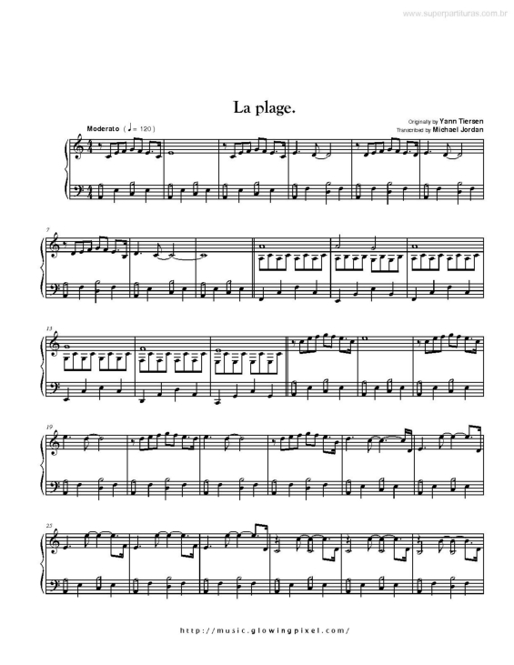 Partitura da música La Plage