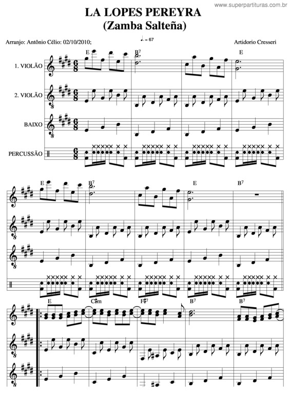 Partitura da música La Popez Pereyra