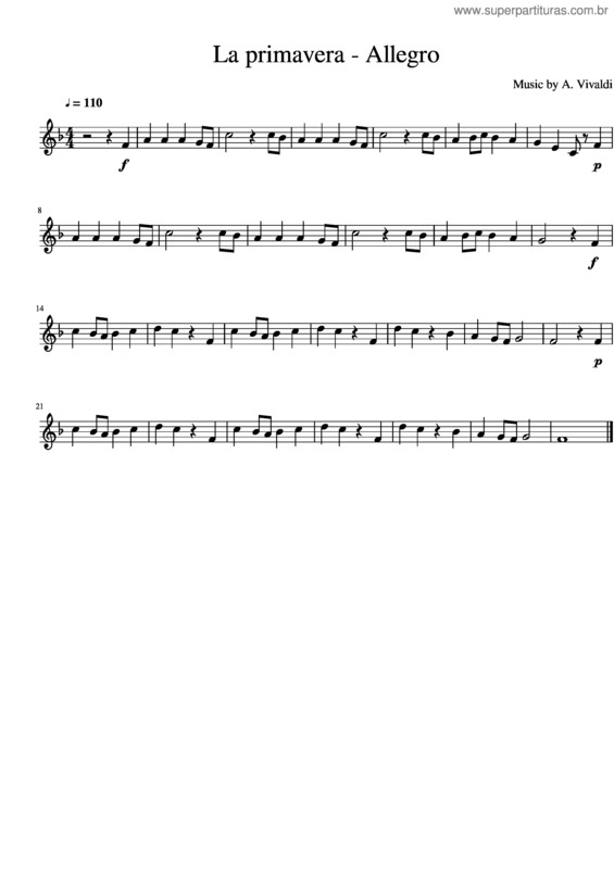Partitura da música La Primavera – Allegro