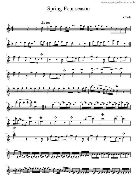 Partitura da música La Primavera – Antonio Vivaldi Spring–Four Seasons–Vivaldi Violin Advanced Part `23  3