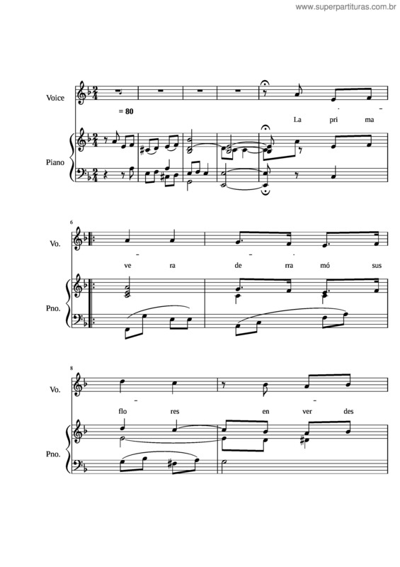 Partitura da música La Primavera – Manuel M. Ponce