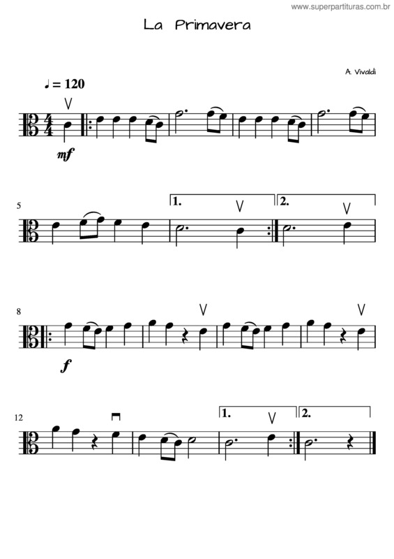 Partitura da música La Primavera De A. Vivaldi