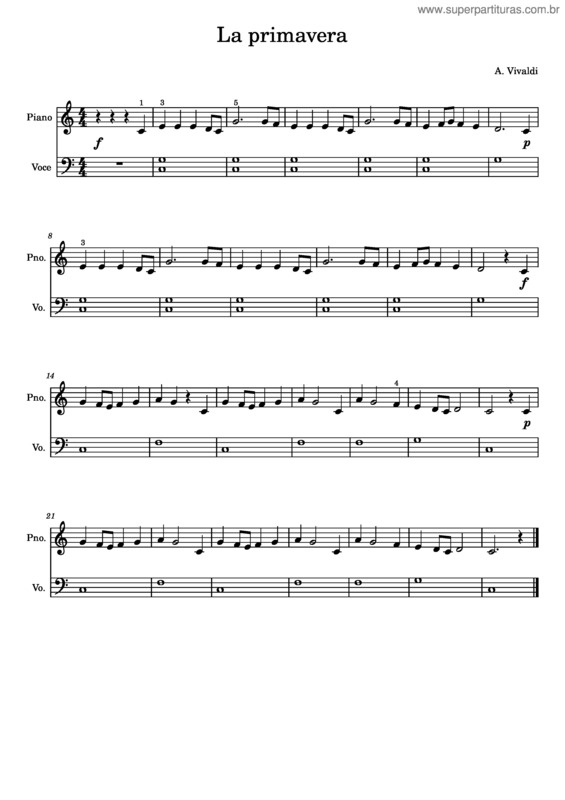 Partitura da música La Primavera Di Vivaldi – Easy Version