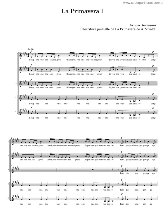 Partitura da música La Primavera I v.2