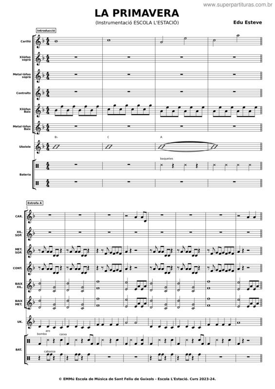 Partitura da música La Primavera Instrumentació 6Èa
