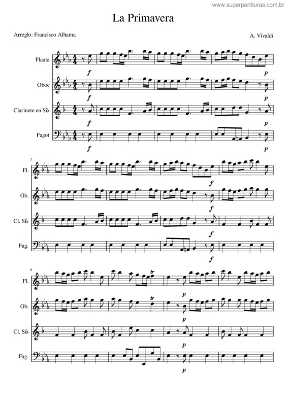 Partitura da música La Primavera v.14
