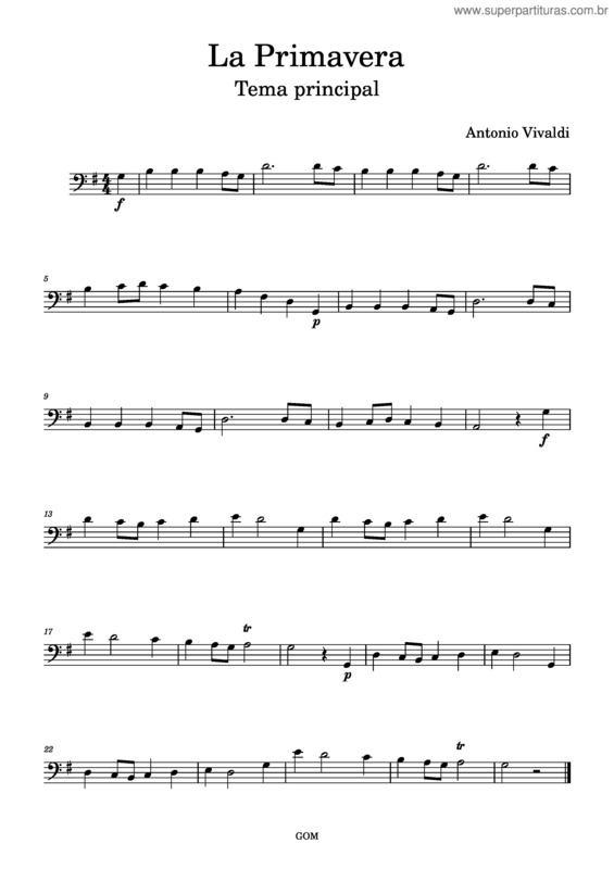 Partitura da música La Primavera v.2