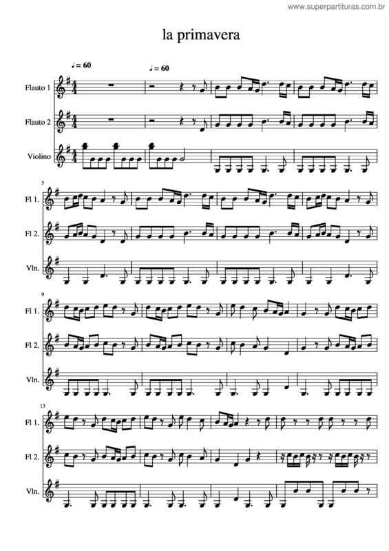Partitura da música La Primavera Versione Facilitata