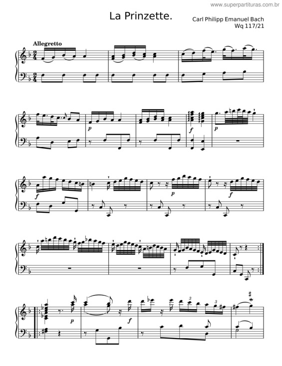 Partitura da música La Prinzette, H.91 – Carl Philipp Emanuel Bach