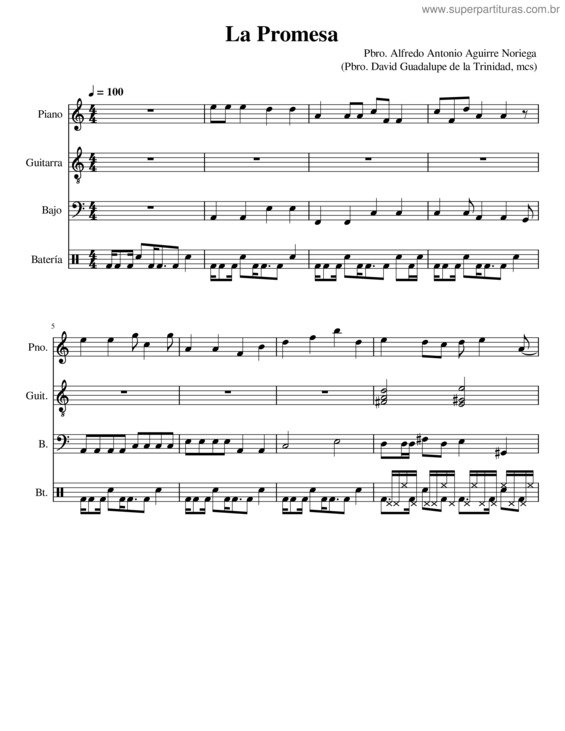 Partitura da música La Promesa