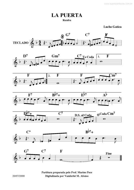 Partitura da música La Puerta