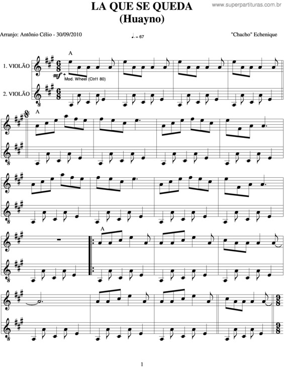 Partitura da música La Que Se Queda