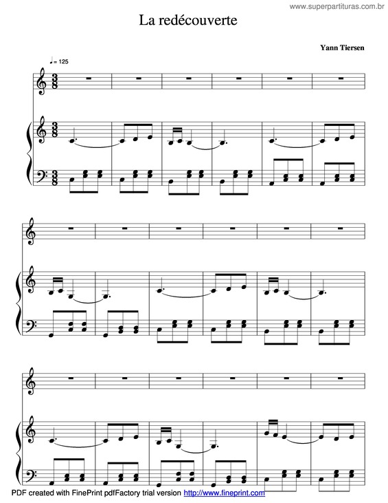 Partitura da música La Redecouverte v.2