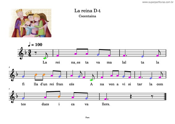 Partitura da música La Reina D-T