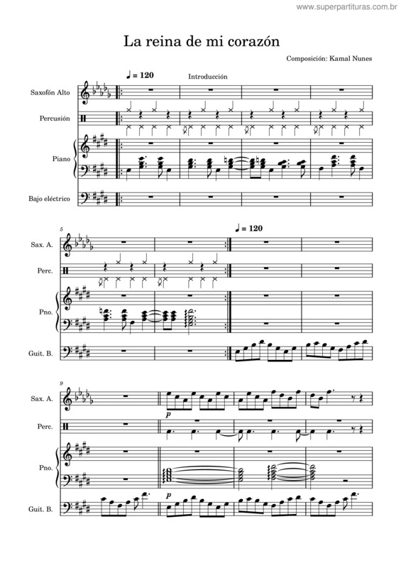 Partitura da música La Reina De Mi Corazón
