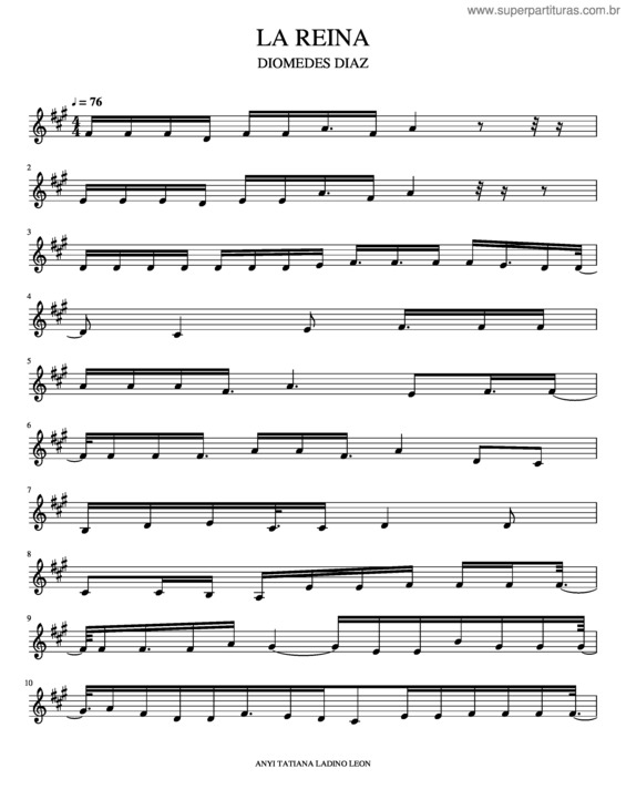 Partitura da música La Reina