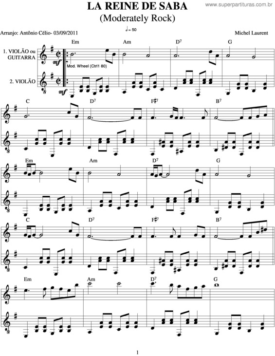 Partitura da música La Reine De Saba