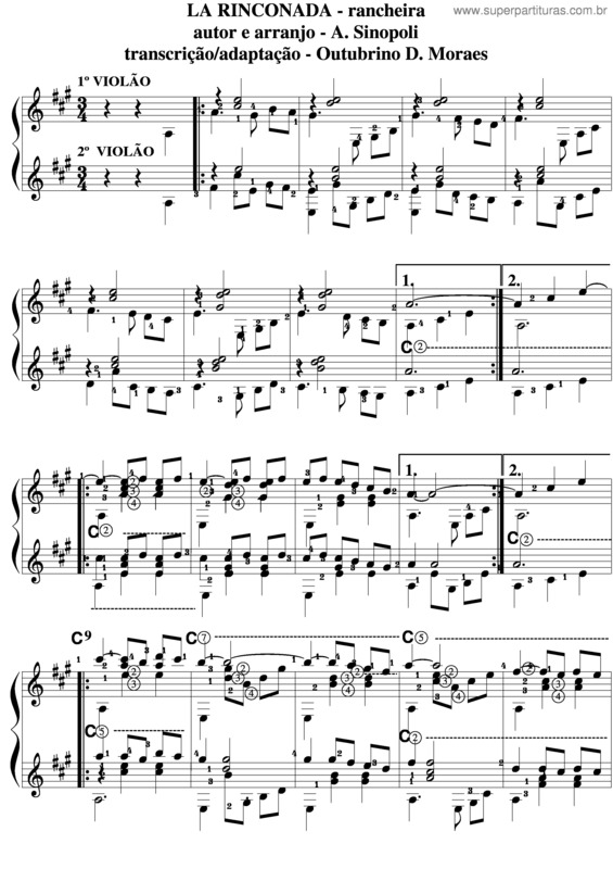 Partitura da música La Rinconada