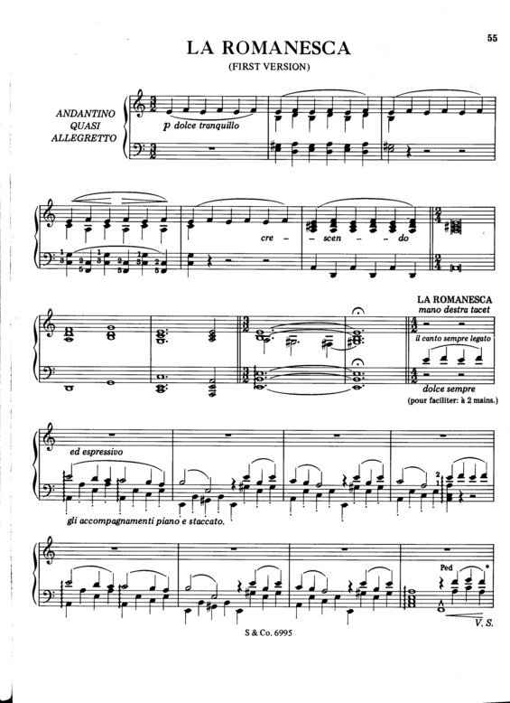 Partitura da música La Romanesca S.252a