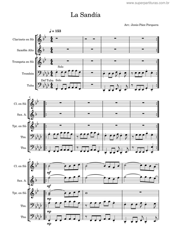 Partitura da música La Sandía Remix