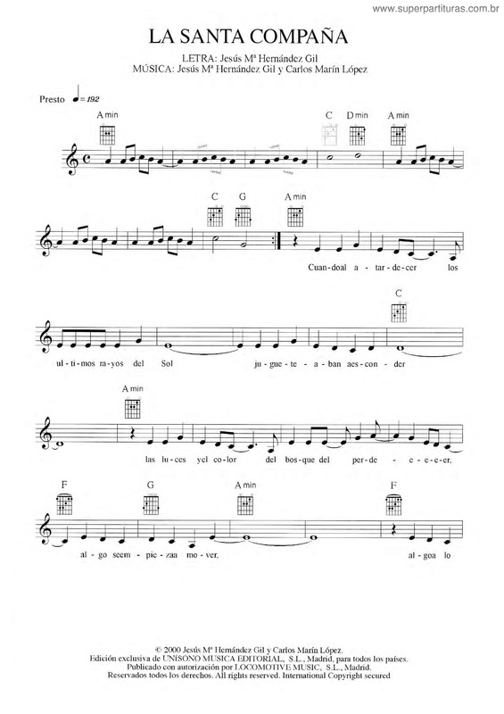 Partitura da música La Santa Compaña