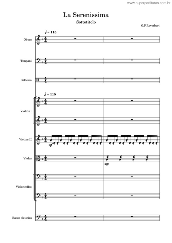 Partitura da música La Serenissima – G.P. Reverberi