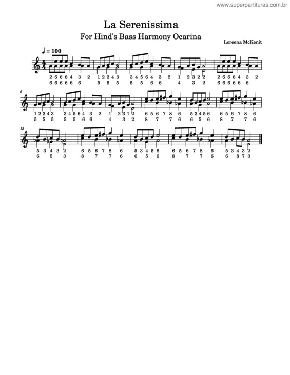 Partitura da música La Serenissima – Loreena Mckennitt Serenissima