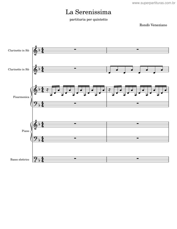 Partitura da música La Serenissima – Rondò Veneziano