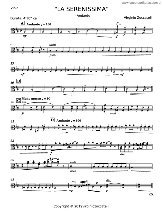 Partitura da música La Serenissima – Virginio Zoccatelli