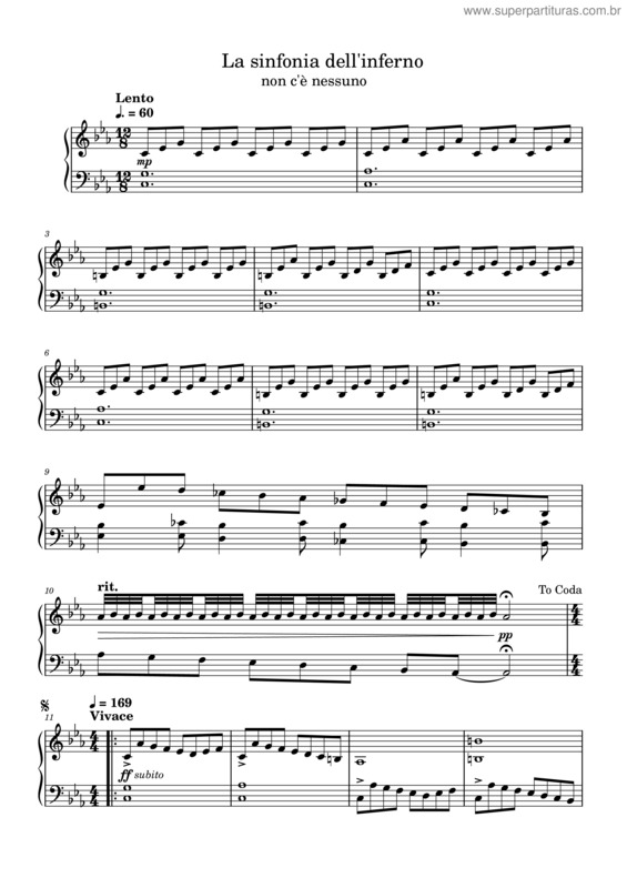 Partitura da música La Sinfonia Dell`Inferno