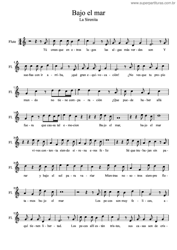 Partitura da música La Sirenita