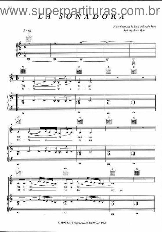 Partitura da música La Soñadora