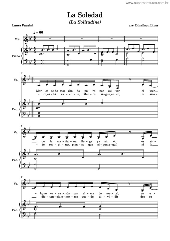 Partitura da música La Soledad