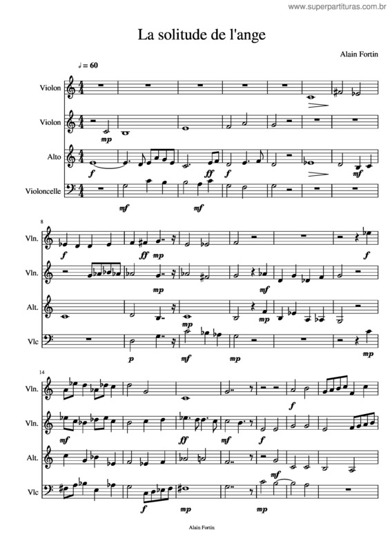 Partitura da música La Solitude De L`Ange