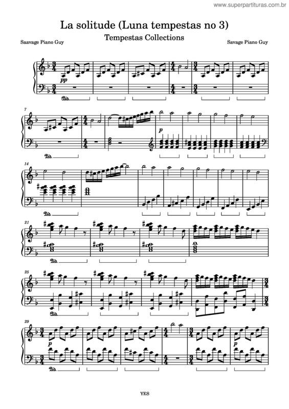 Partitura da música La Solitude v.2