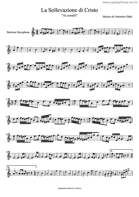 Partitura da música La Sollevazione Di Cristo Tenor
