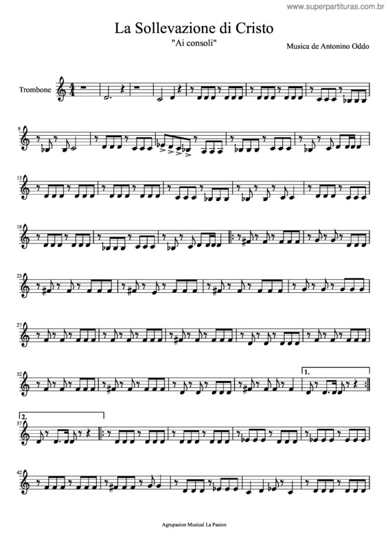Partitura da música La Sollevazione Di Cristo Trombon 1