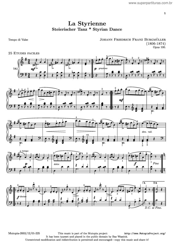 Partitura da música La Styrienne