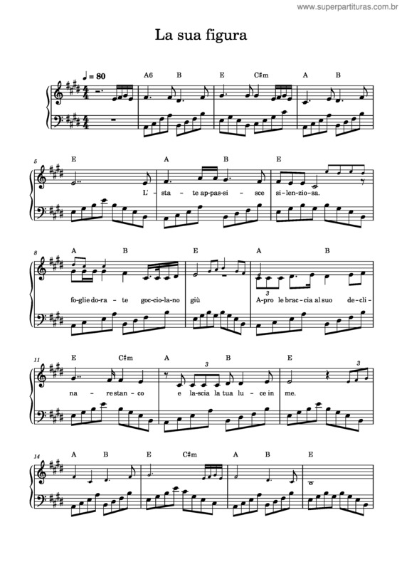 Partitura da música La Sua Figura