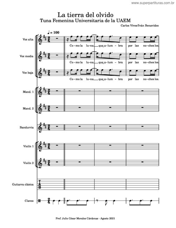 Partitura da música La Tierra Del Olvido