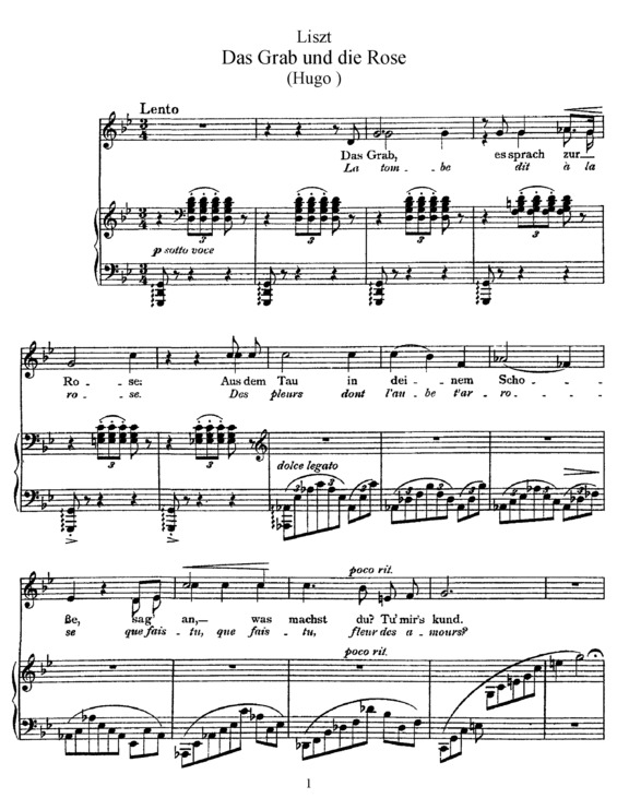 Partitura da música La Tombe Et La Rose S.285